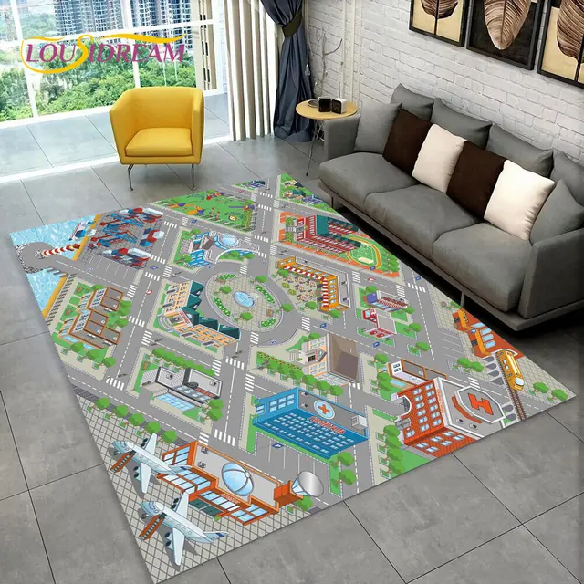 Dětský herní koberec s motivem silnice - 26, 100x120cm