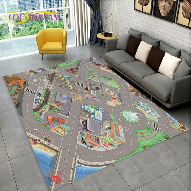 Dětský herní koberec s motivem silnice - 27, 200x160cm