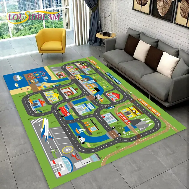 Dětský herní koberec s motivem silnice - 4, 100x150cm