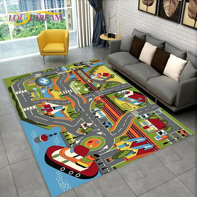 Dětský hrací koberec s motivem silnice - 7, 200x160cm