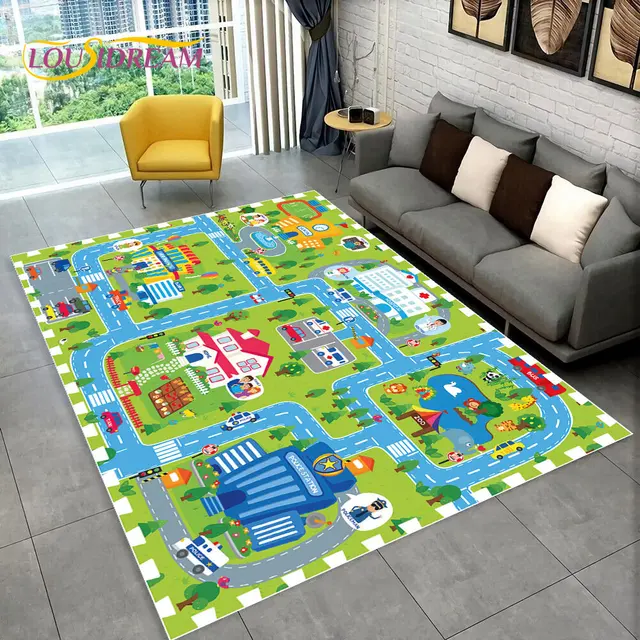 Dětský hrací koberec s motivem silnice - 8, 100x120cm