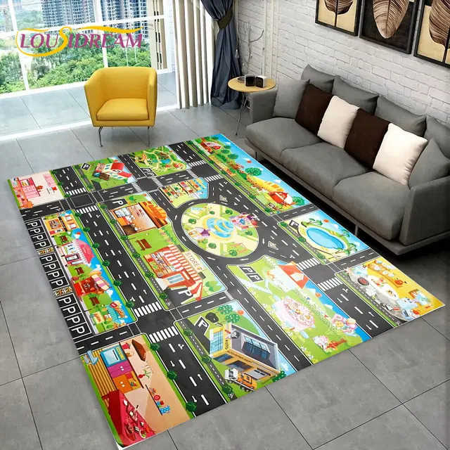 Dětský herní koberec s motivem silnice - 5, 100x150cm