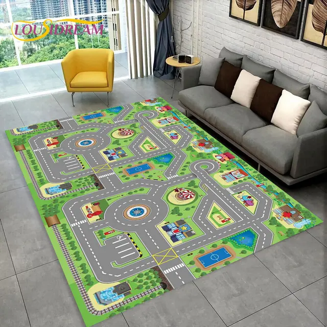 Dětský herní koberec s motivem silnice - 1, 80x120cm