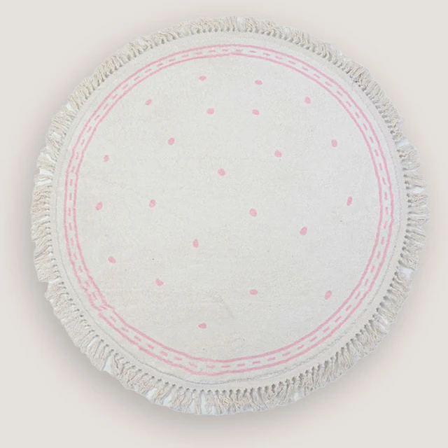 Koberec do dětského pokoje s třásněmi a puntíky - Růžová-B, 140 x 200 cm