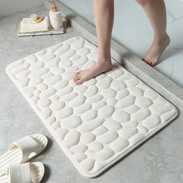 Protiskluzový koupelnový koberec z paměťové pěny - Bílý, 40x60 cm