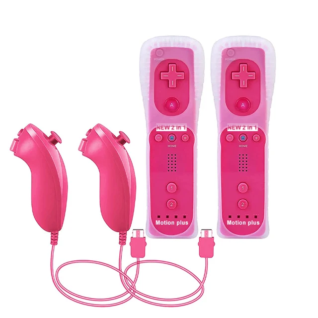 Wii ovladač + Nunchuck na Wii - 2 růžové sady