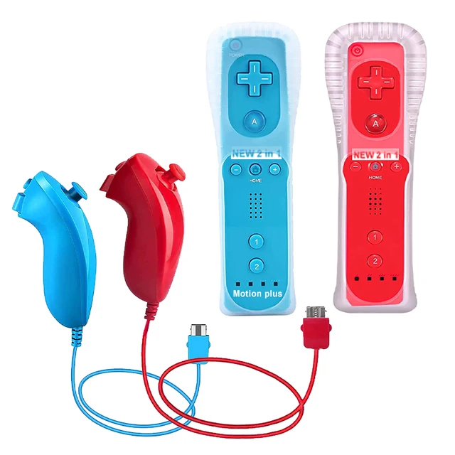 Wii ovladač + Nunchuck na Wii - modré červené sady