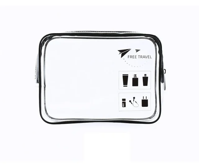 Transparentní kosmetická cestovní taška - Černá