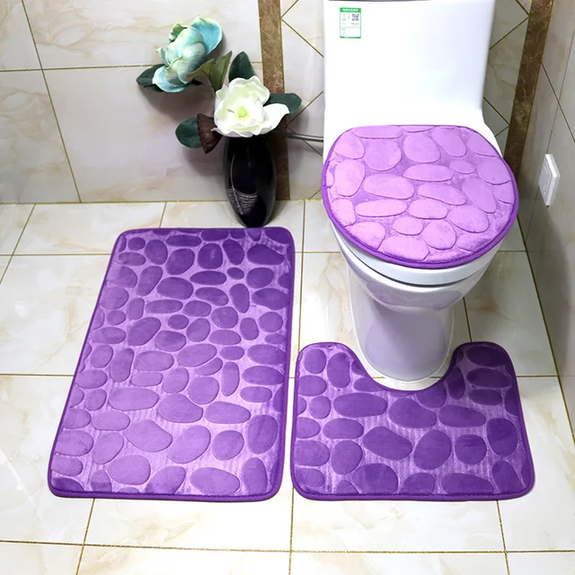 Luxusní sada koupelnových koberců - fialová-3KS