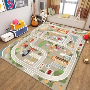 Hrací koberec s motivem dopravního hřiště
