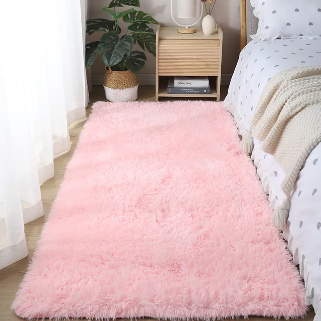 Teplý plyšový koberec do ložnice a obývacího pokoje - Jednobarevná růžová, 120X200CM