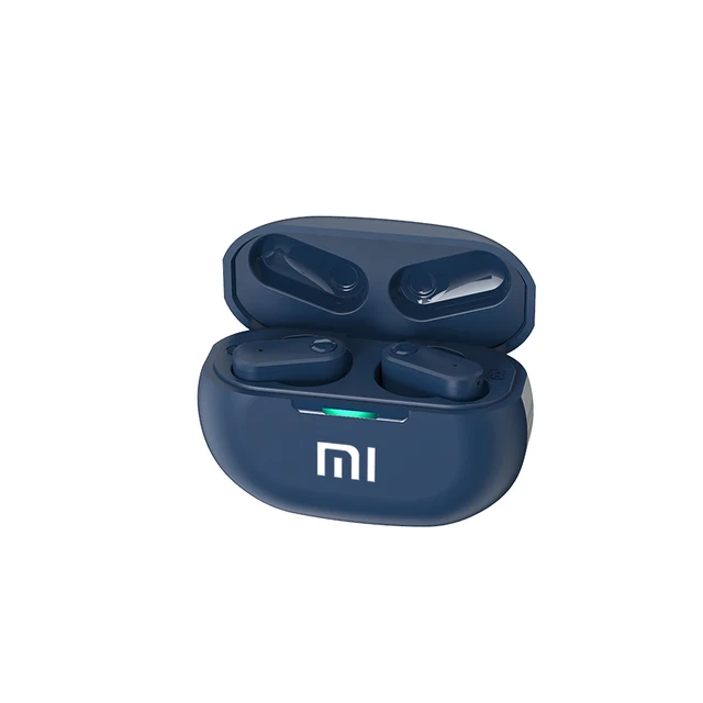 Bezdrátová bluetooth sluchátka s nabíjecím pouzdrem - modré