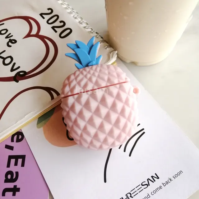 Měkký silikonový obal na AirPody - růžový ananas