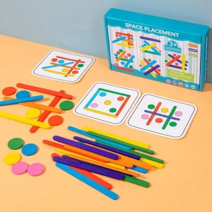 Dřevěné montessori puzzle s duhovými tyčinkami