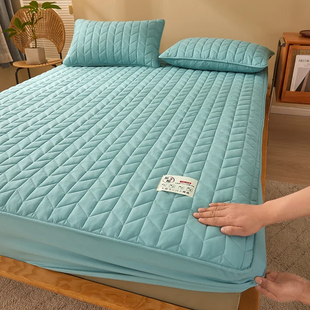 Měkký chránič matrace s povlakem na postel - Styl 1-modrý, Rozměry 180 x 200 x 30 cm