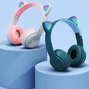 Bluetooth sluchátka s kočičími ušima a LED