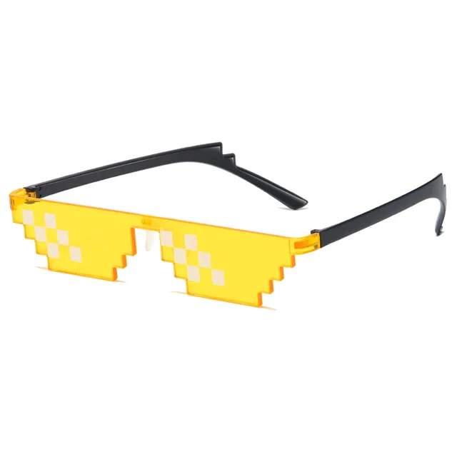 Pixelové sluneční brýle Thug Life pro děti a dospělé - S Žlutá