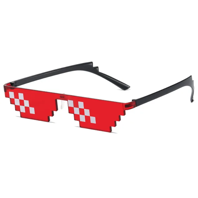 Pixelové sluneční brýle Thug Life pro děti a dospělé - S Červená