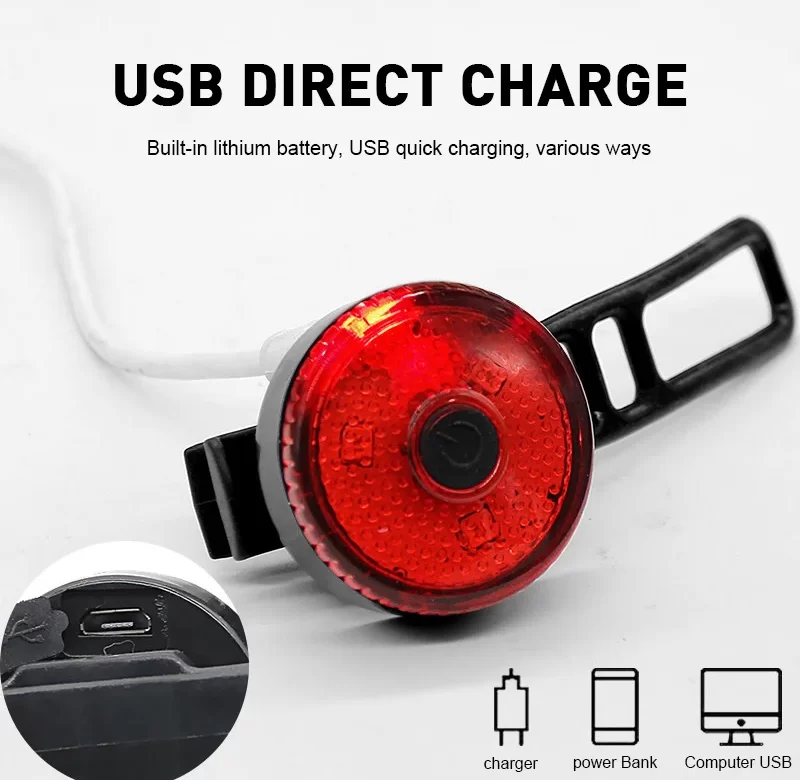 Nabíjecí zadní světlo na kolo s USB a LED