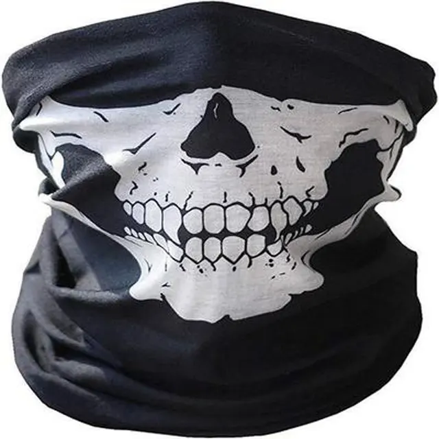 Venkovní sportovní šátek s maskou lebka na halloween - Černá