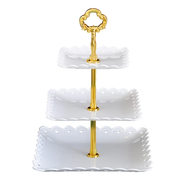 Elegantní stojan na dorty 3 patra pro oslavy - Bílý