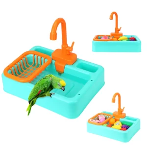 Automatické krmítko pro papoušky s vodní vaničkou