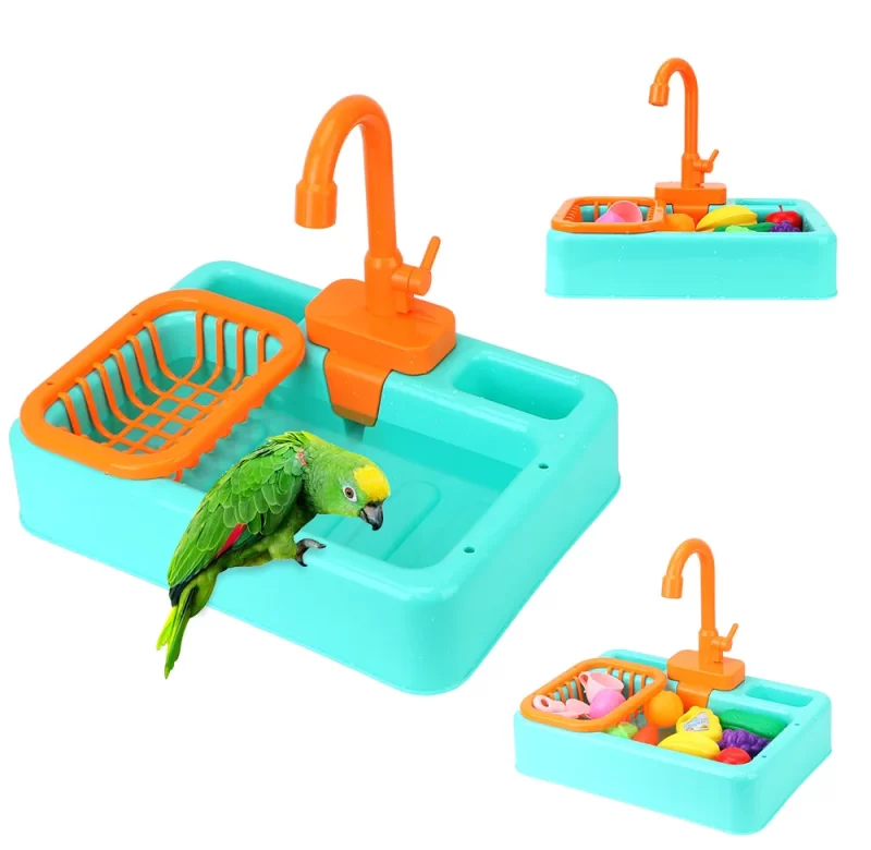 Automatické krmítko pro papoušky s vodní vaničkou
