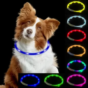 Svítící USB LED obojek pro psy průměr 16 cm