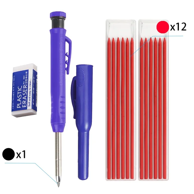 Multifunkční tužka pro truhláře s ořezávačem - Sada 18