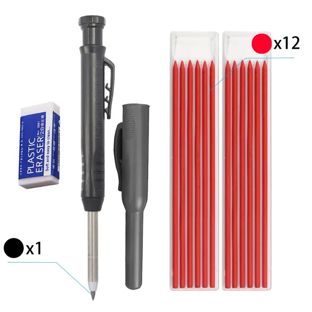 Multifunkční tužka pro truhláře s ořezávačem - Sada 16