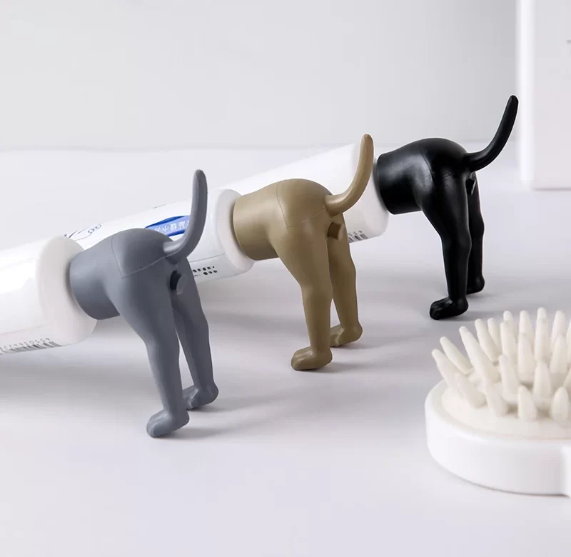 Kreativní dárek psí zadek na zubní pastu | vtipné víčko na pastu