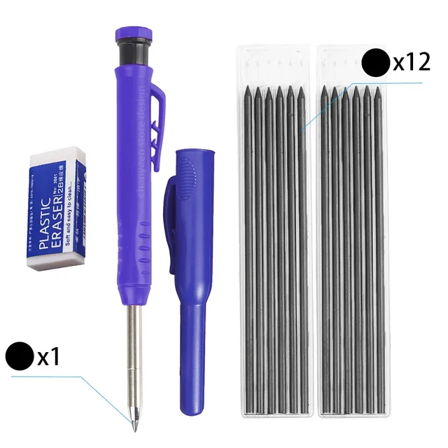 Multifunkční tužka pro truhláře s ořezávačem - Sada 15