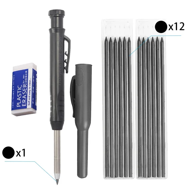 Multifunkční tužka pro truhláře s ořezávačem - Sada 13