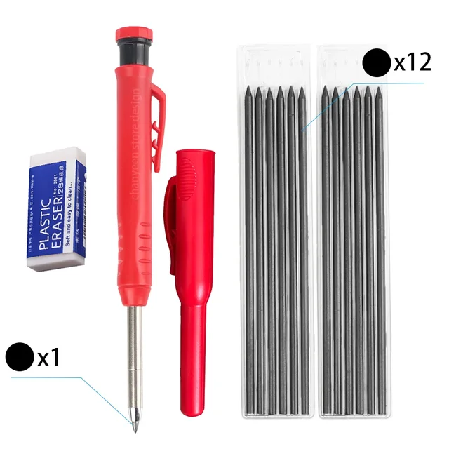 Multifunkční tužka pro truhláře s ořezávačem - Sada 14