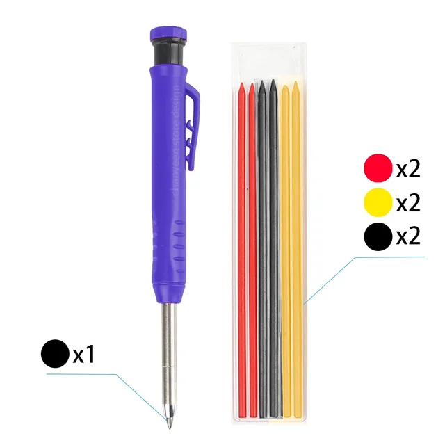 Multifunkční tužka pro truhláře s ořezávačem - Sada 12