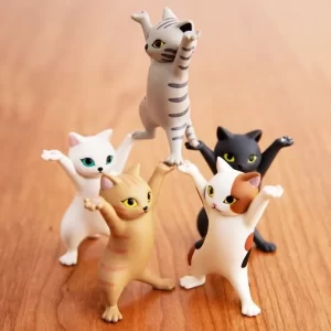 5Pcs Cute Kawaii Cat Pen Holder Miniature Figurine Toy Earphone Bracket For Desk Room Office Home Decor Decoration Accessories