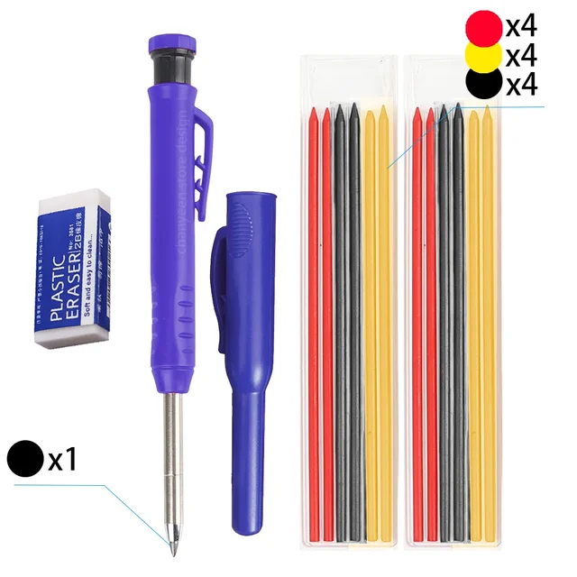 Multifunkční tužka pro truhláře s ořezávačem - Sada 24
