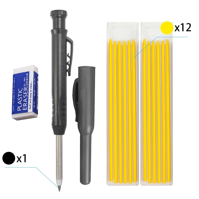 Multifunkční tužka pro truhláře s ořezávačem - Sada 19