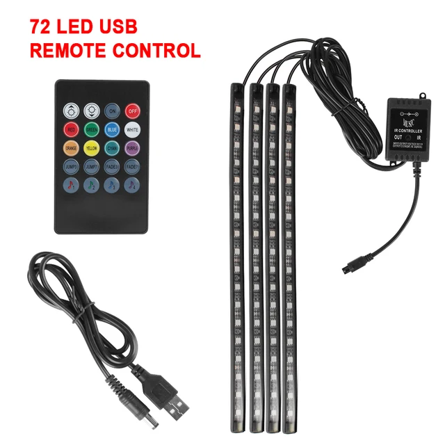 LED ambientní podsvícení auta s dálkovým ovládáním - 72 LED USB