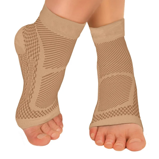 Kompresní ponožky na podporu kotníku s výztuhou - Béžová - 2ks, L XL