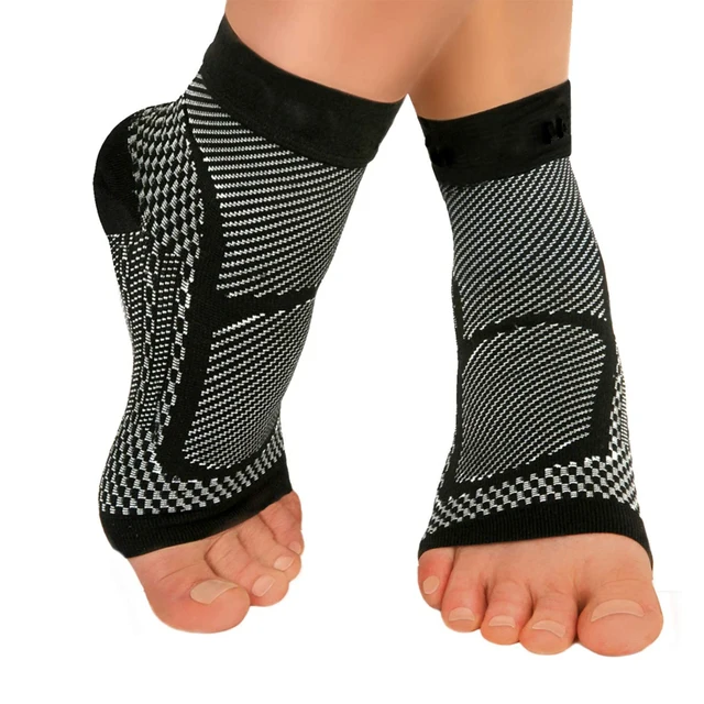 Kompresní ponožky na podporu kotníku s výztuhou - Černá - 2ks, L XL