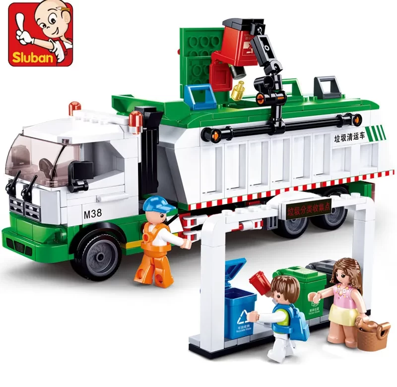 Edukační stavebnice kamion na třídění odpadu, 432 dílků | styl lego
