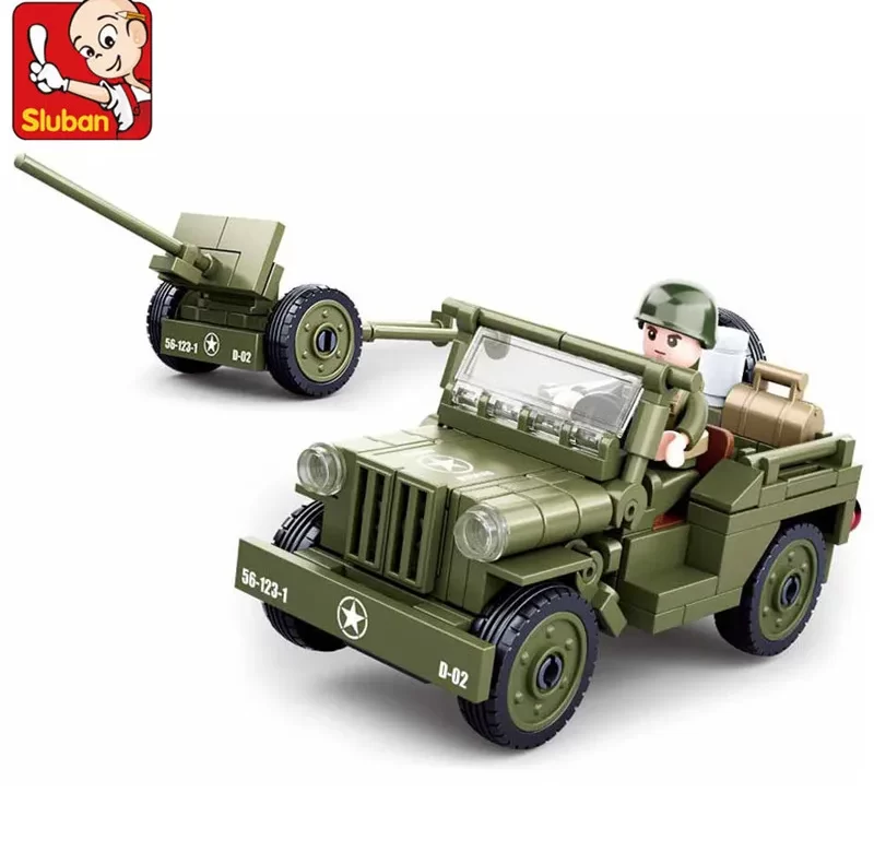 Willys jeep stavebnice pro děti II světová válka | styl lego 143 dílků