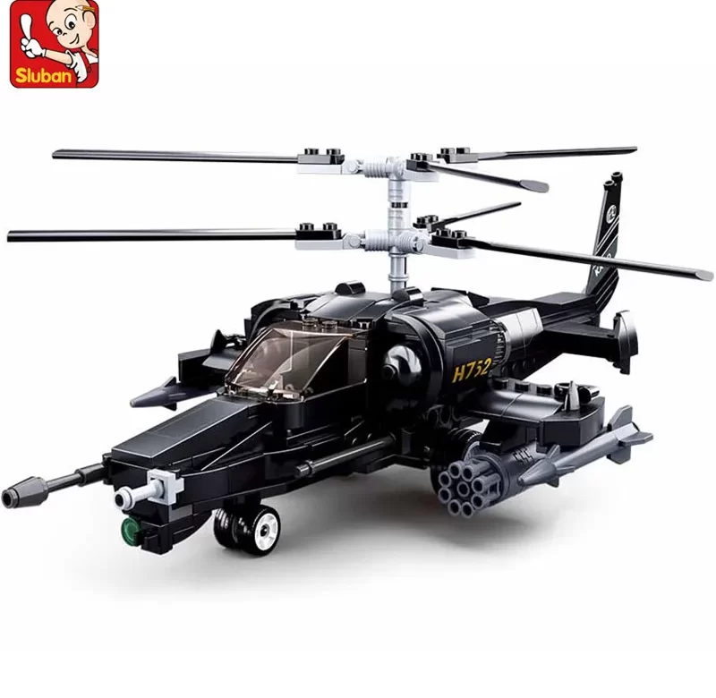Vojenský vrtulník KA-50 stavebnice pro děti | styl lego 330 dílků
