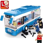 Městský autobus s kostkami pro děti – vzdělávací stavebnice | styl lego 235 dílků