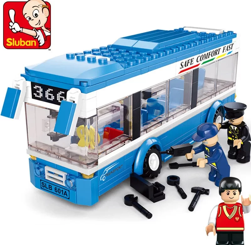 Městský autobus s kostkami pro děti – vzdělávací stavebnice | styl lego 235 dílků