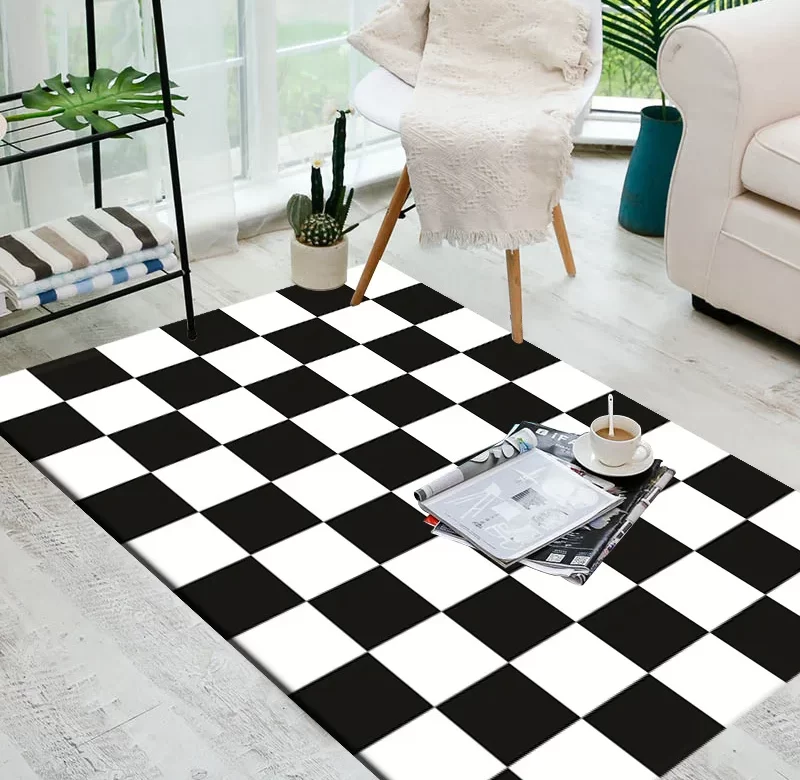 Černobílý stylový koberec do obýváku