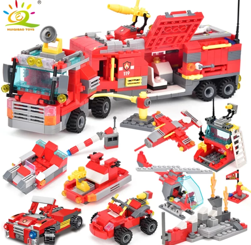 Herní stavebnice hasičské auto pro děti | styl lego | 678 dílků