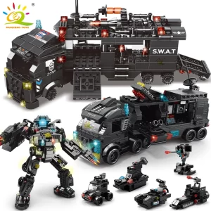 Edukační stavebnice SWAT policejní kamion pro děti | styl lego