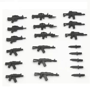 Vojenské figurky s moderními zbraněmi a stavebnicí